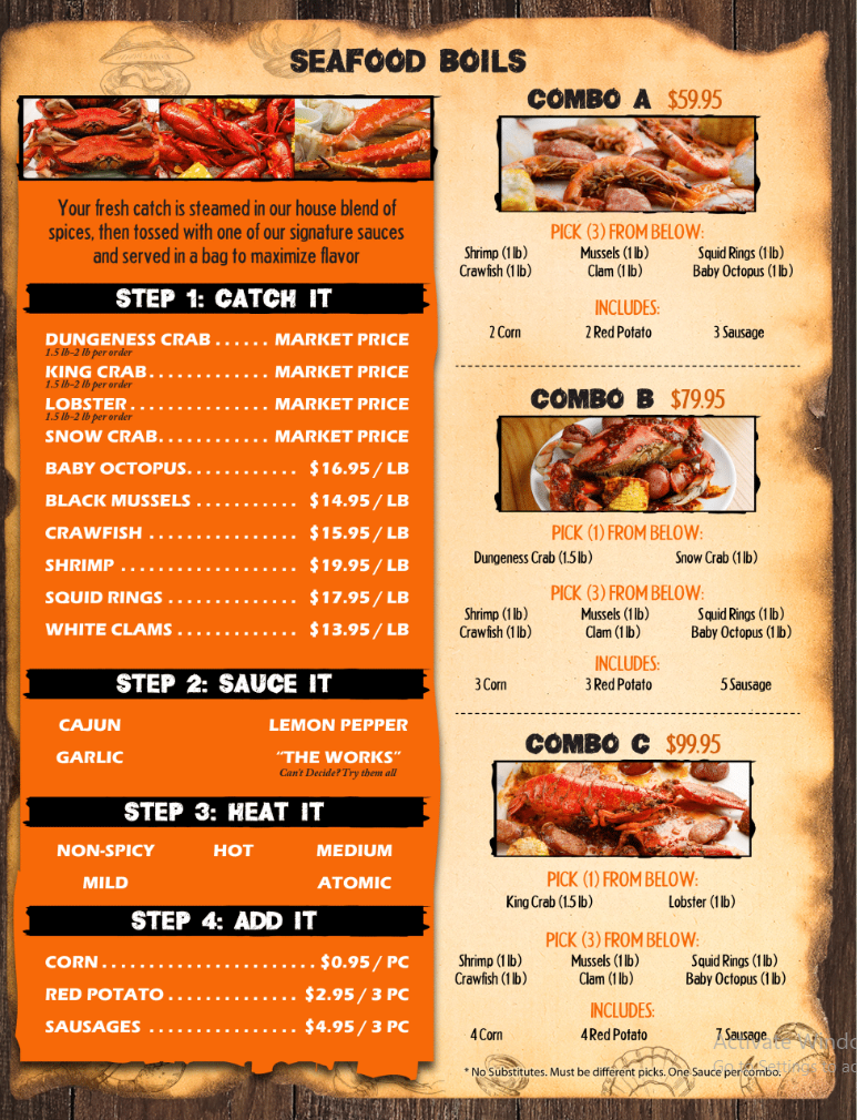 Menu Crab Daddy Guam
